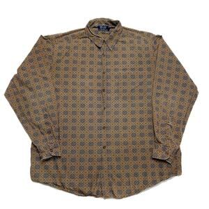 Nautica Vintage 90s Geometric Paisley Shirt Button Front Multicolor Men's Large